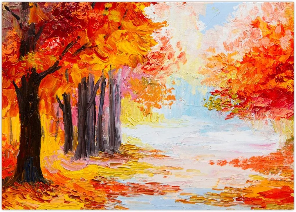 Obraz - Obraz olejny, kolorowa jesień (70x50 cm)