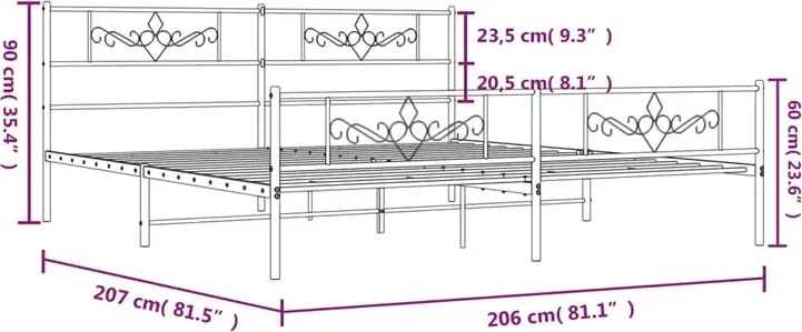 Czarne metalowe łóżko małżeńskie 200x200 cm M0-S07