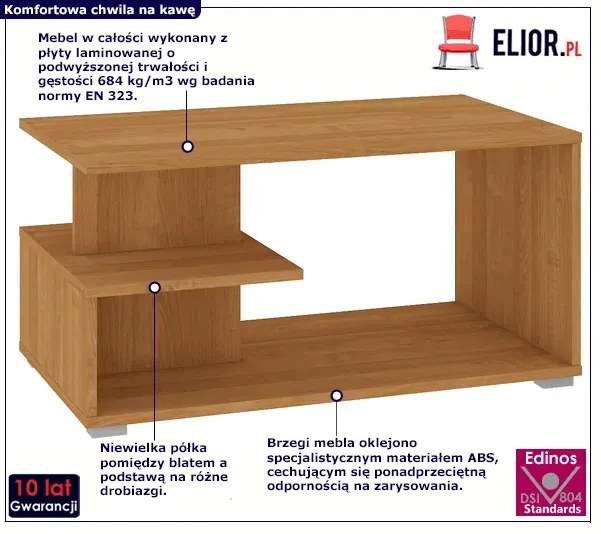 Ława nowoczesna z półką olcha Z8-H15