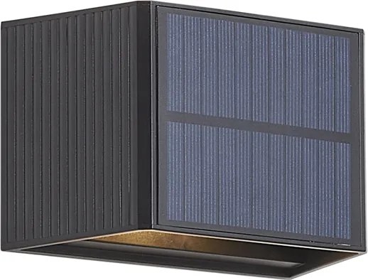 Buiten wandlamp zwart incl. LED 2-lichts IP65 met bewegingssensor en solar - Christof