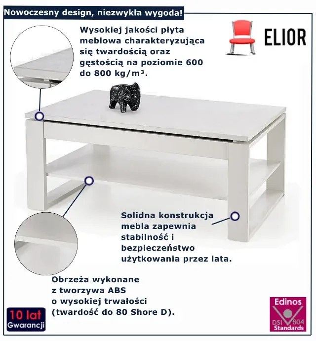 Nowoczesna biała ława z podnoszonym blatem S6-R27