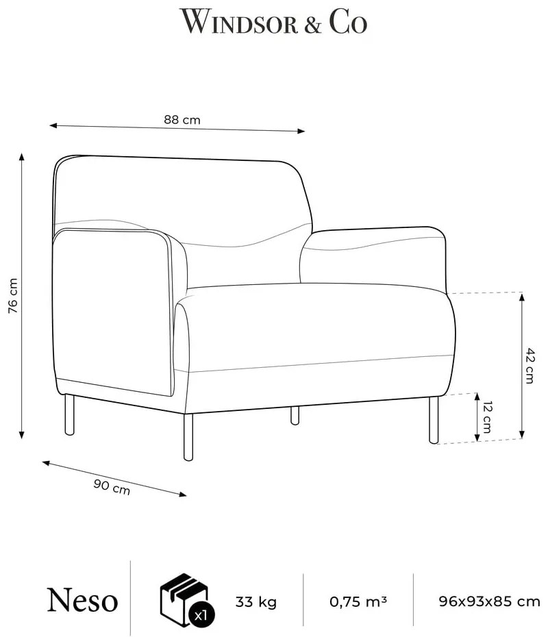 Ciemnoszary fotel Windsor &amp; Co Sofas Neso