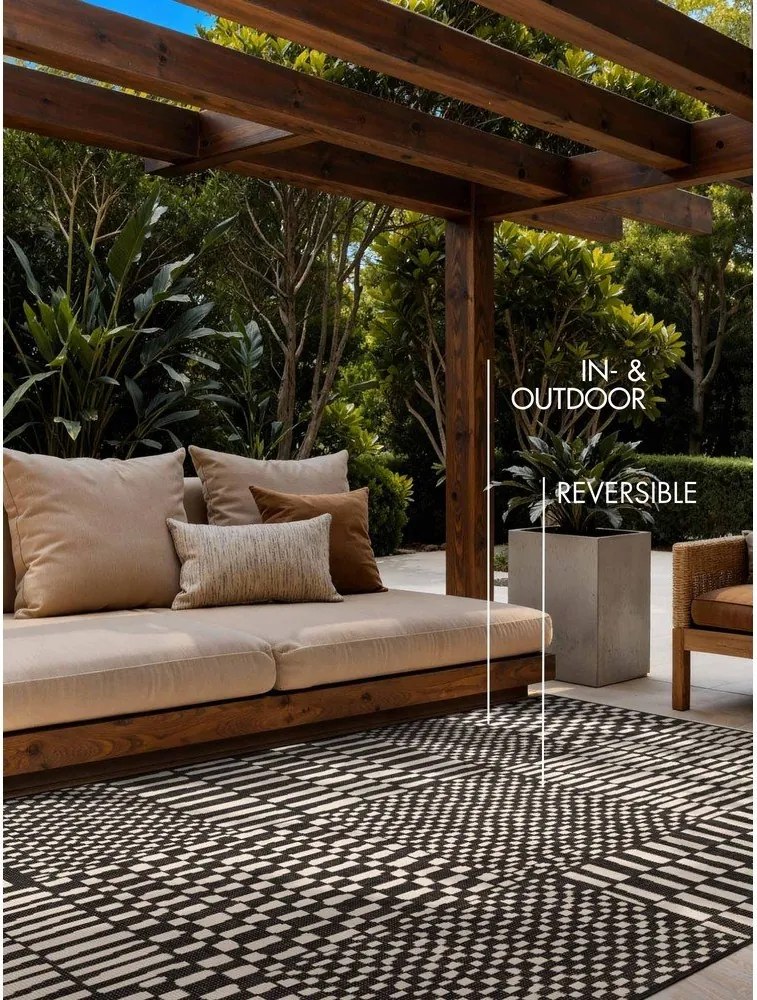 Czarno-kremowy dywan odpowiedni na zewnątrz 120x170 cm Haringey Barkham – Ted Baker