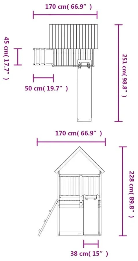 Drewniany plac zabaw z domkiem i zjeżdżalnią R9-S41