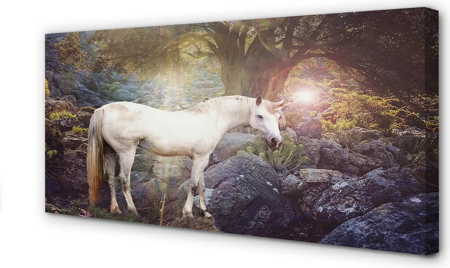 Obraz drukowany na płótnie Jednorożec w Leśnej Scenerii