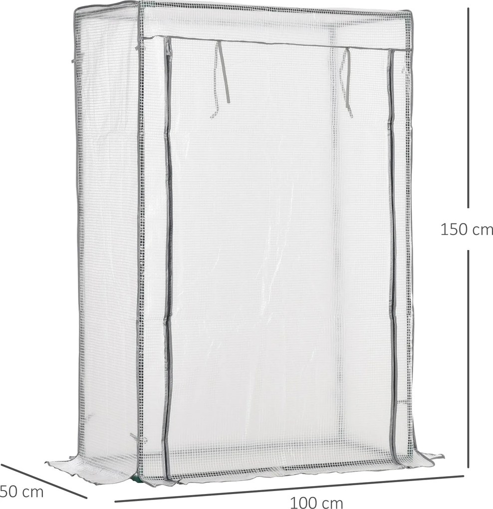 Zimowa szklarnia Outsunny z osłoną PE, na stelażu stalowym, 101 x 50 x 150 cm, biała