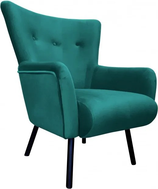 Fotel TULIP tkanina Welur noga metalowa Uszak luksusowy komfort salonu : Kolor nogi - Czarna, Kolor tkaniny - VELVET - MG20