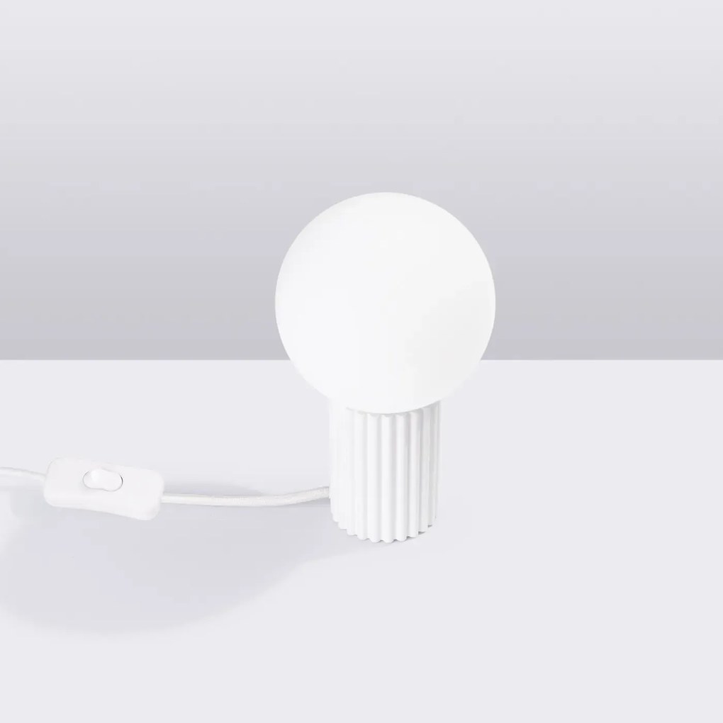 Lampa biurkowa HALO biała ryflowana SOLLUX LIGHTING