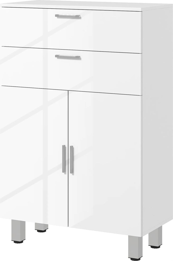 kleankin Szafka Łazienkowa, Komoda, 2 Szuflady, Regulowana Półka, Drewno, Biała