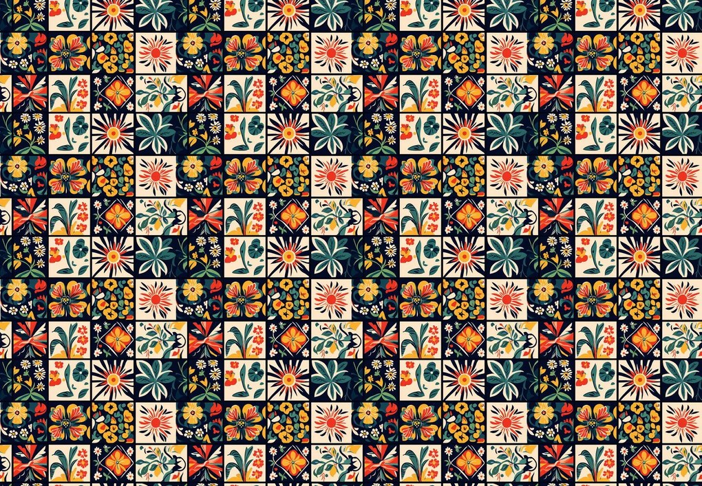 Fototapeta - Kolorowe płytki (196x136 cm)