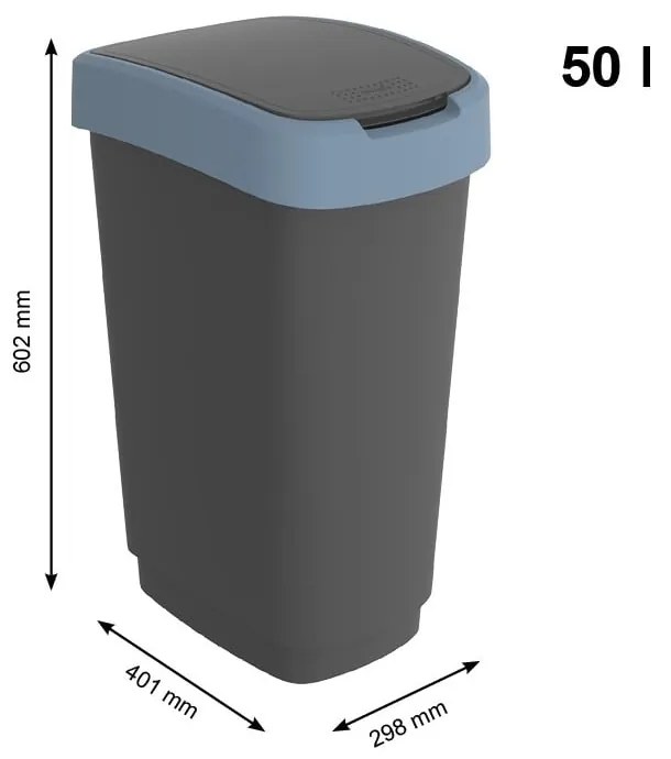 Kosz na śmieci z tworzywa sztucznego z recyklingu 50 L Twist − Rotho