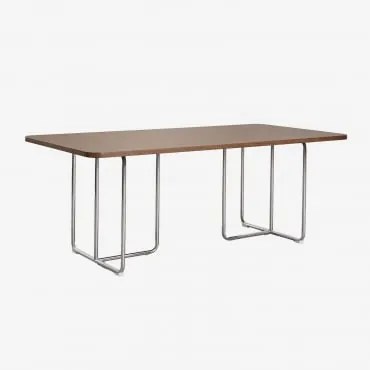 Prostokątny Stół Jadalny Z Płyty Mdf I Tento Ze Stali Nierdzewnej Fornir Orzechowy & 200 X 100 Cm - Sklum