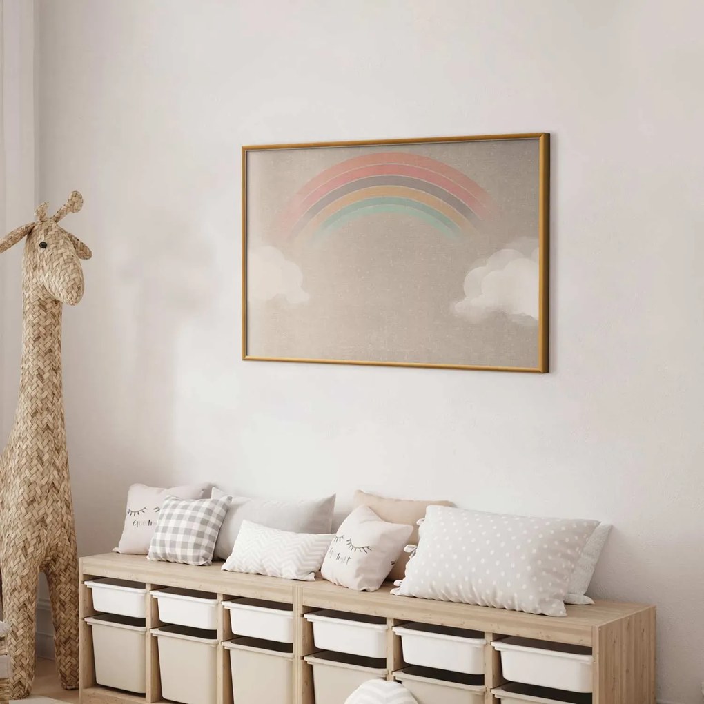 Plakat Tęcza w deszczu 42x29,7 cm z ramą złotą bez marginesu ARTGEIST B