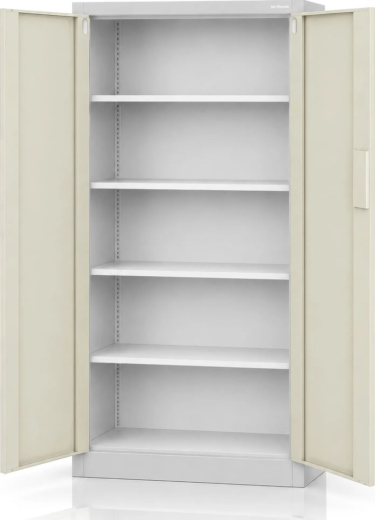 Biurowa szafa metalowa z zamkiem na szyfr szara, dąb sonoma, 900x1850x400 mm: DANIEL Eco Design