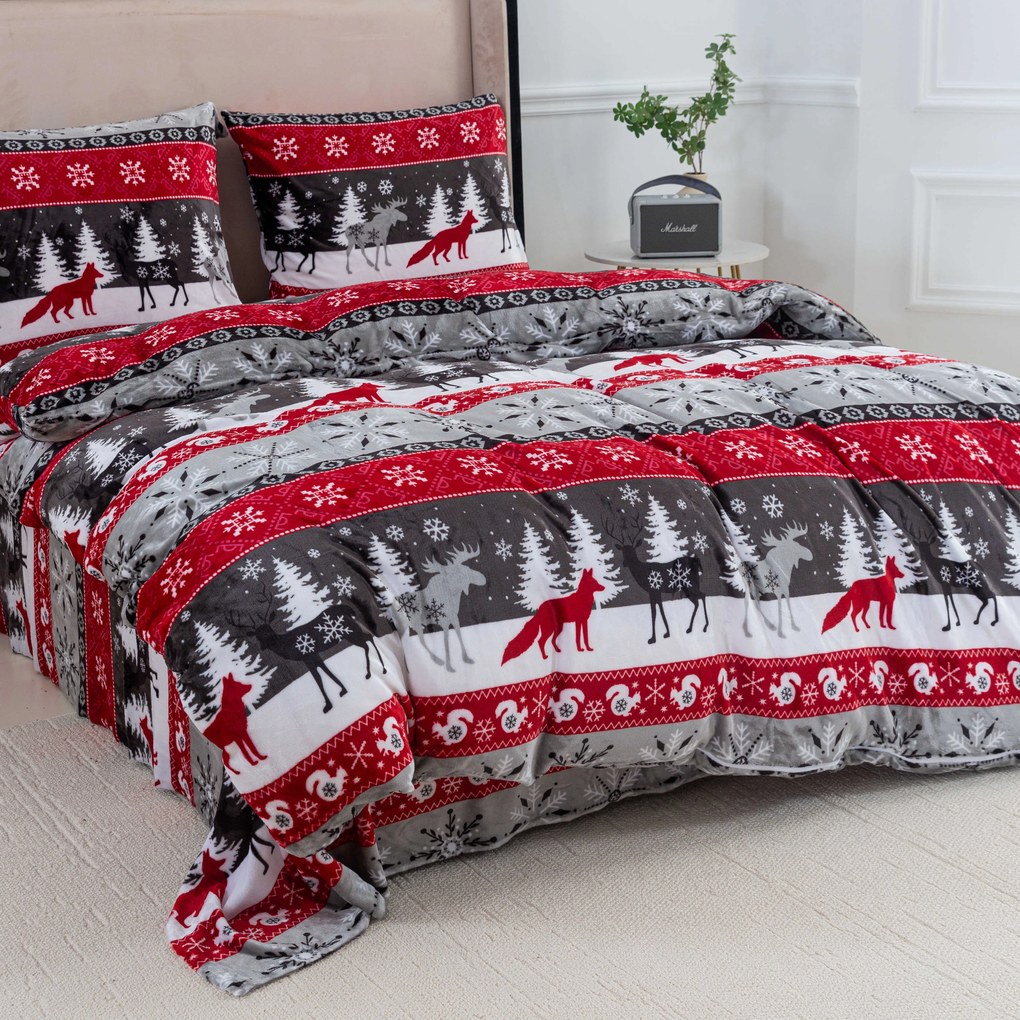 PrzytulneMieszkanie.pl PrzytulneMieszkanie.pl Pościel z mikropluszu SNOWY FOREST szara Rozmiar pościeli: 70 x 90 cm | 140 x 220 cm