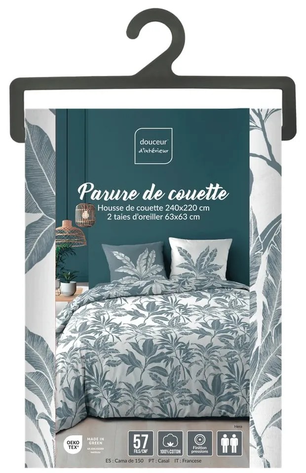 Biało-niebieska bawełniana pościel dwuosobowa 240x220 cm Hera – douceur d'intérieur
