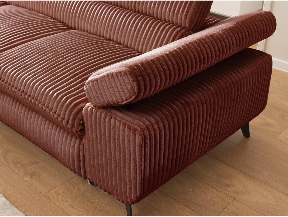 Sztruksowy narożnik w kolorze terakoty (lewostronny/w kształcie litery L) Marbeya – Ropez