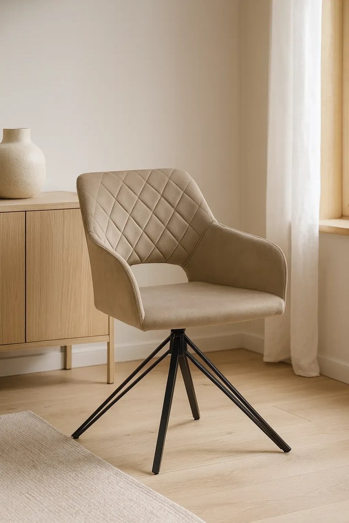 Beżowe krzesło z obrotowym siedziskiem E0-R56