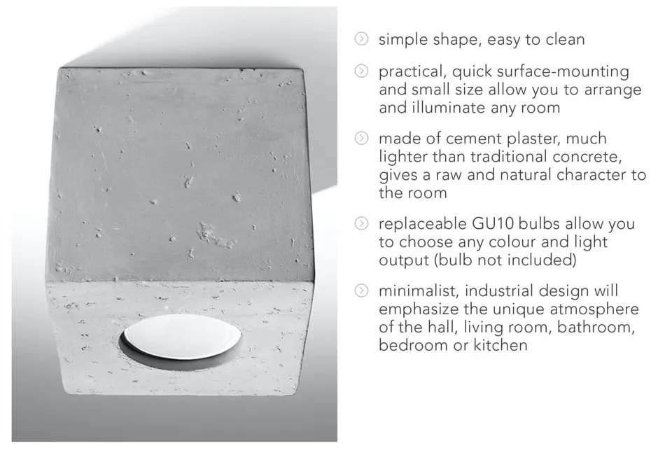 Szara lampa punktowa 10x10 cm Geo – Sollux