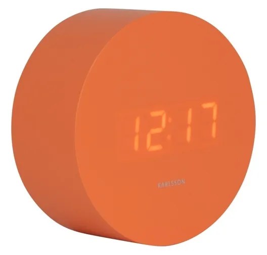 Karlsson 5981OR designerski zegar LED z alarmem pomarańczowy, średnica 9 cm