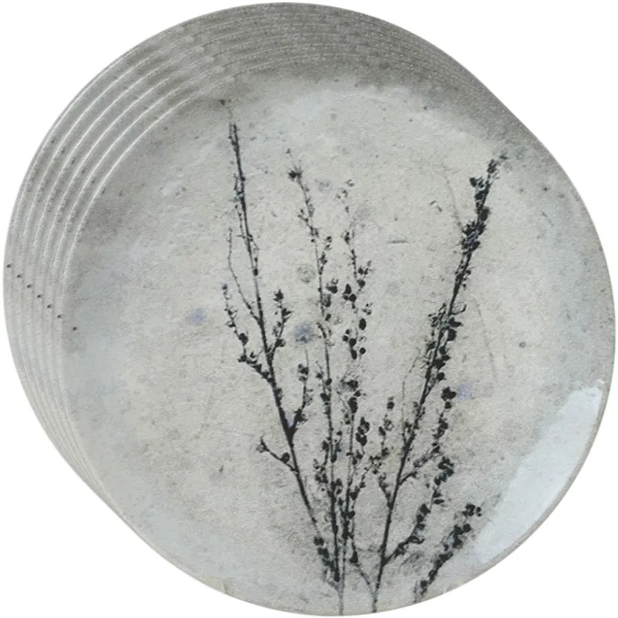 Zestaw 6 ceramicznych talerzyków deserowych StoneBloom 20 cm