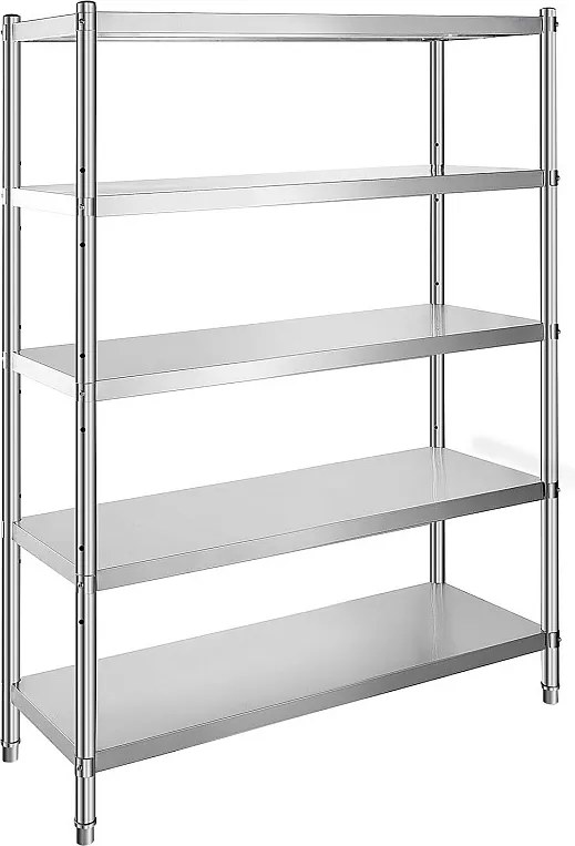 Półka Kuchenna, SucceBuy 48x18,5 cala 5-poziomowa Jednostka Regałowa ze Stali Nierdzewnej, Regulowane Półki do Przechowywania