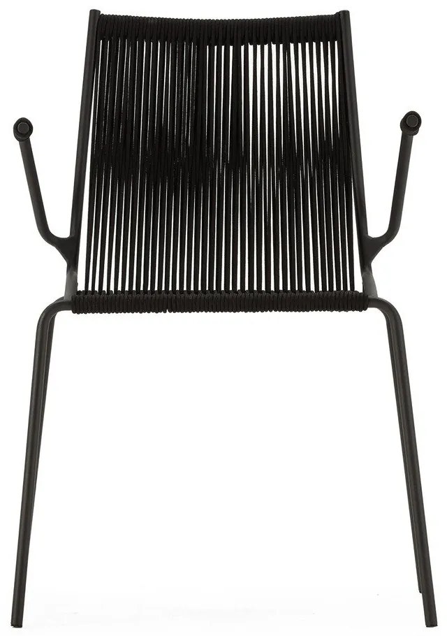 Czarne metalowe krzesła zestaw z podłokietnikami/sztaplowane 2 szt. Emily – Marckeric