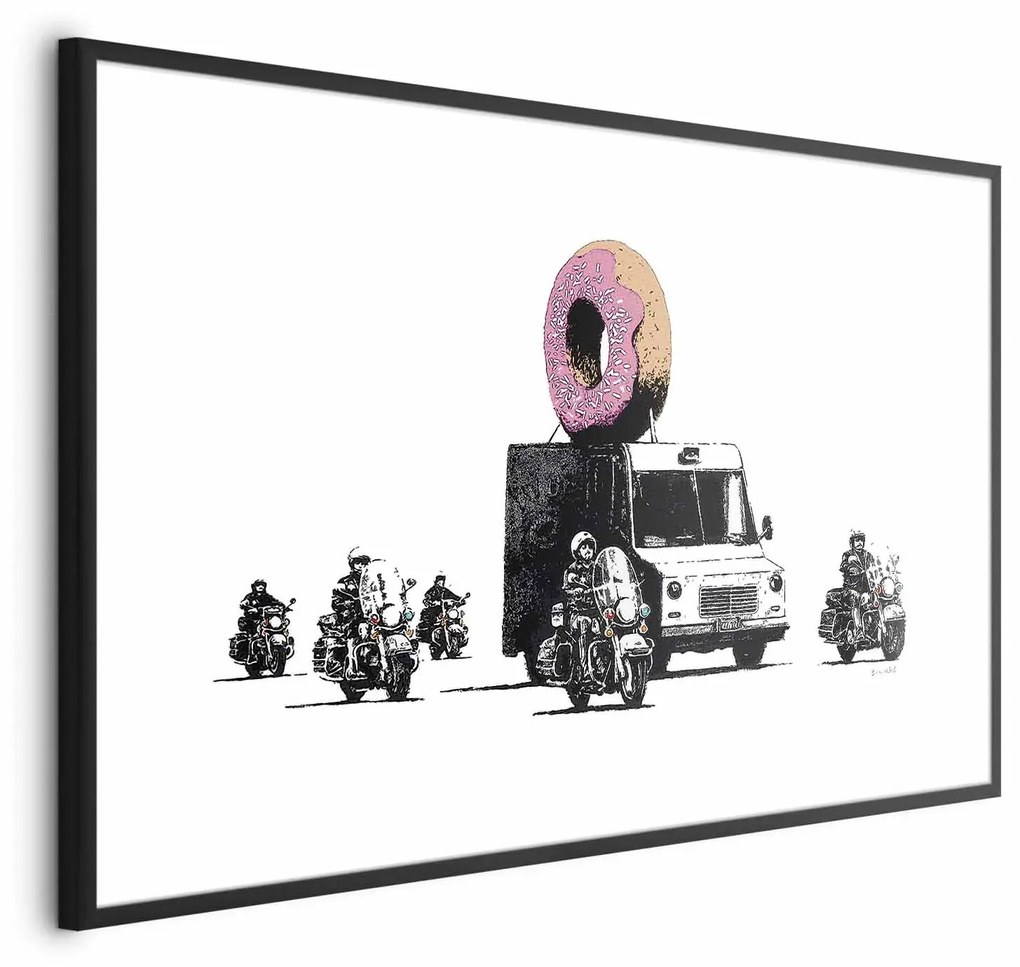 Plakat Pączkowa policja 90x60 cm z ramą czarną z marginesem ARTGEIST B