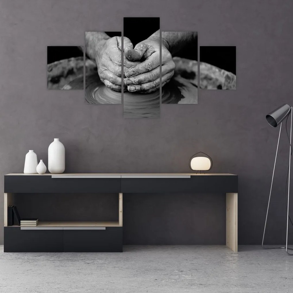 Obraz czarno-biały - garncarstwo (125x70 cm)