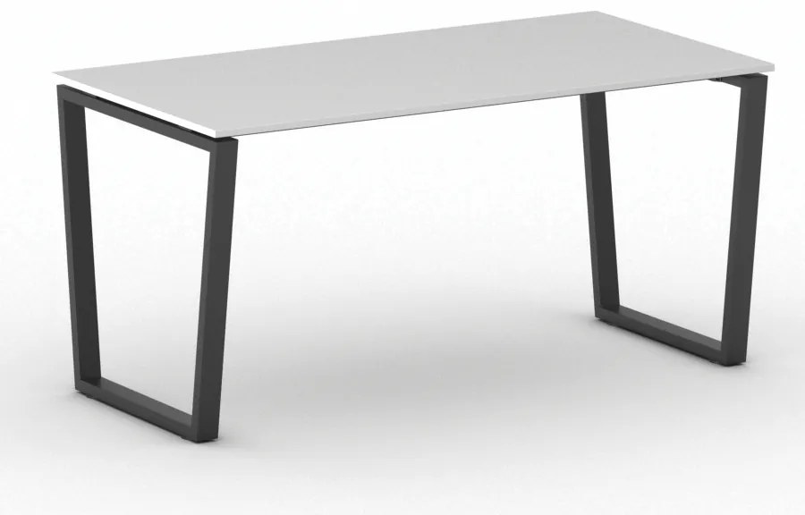 Biurko PRIMO IMPRESS, 160x80 cm, czarna podstawa, biały