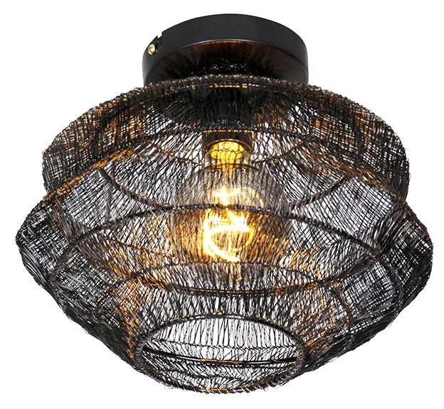 Orientalna lampa sufitowa czarna 25 cm - VadiKolonialny Oswietlenie wewnetrzne