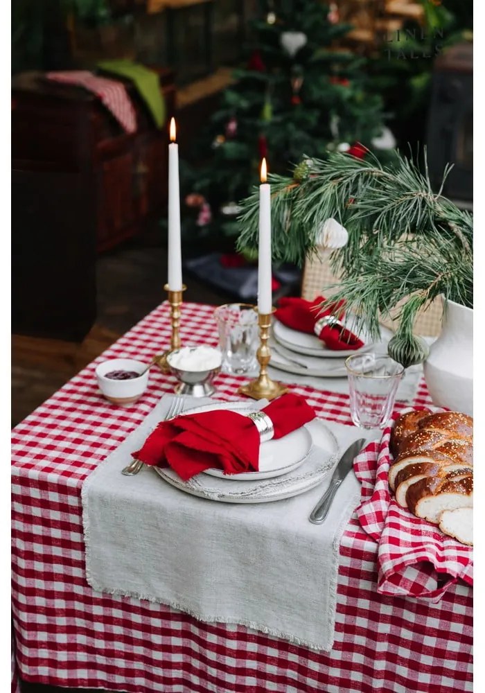 Czerwone tekstylne podkładki zestaw 4 szt. Red Gingham – Linen Tales