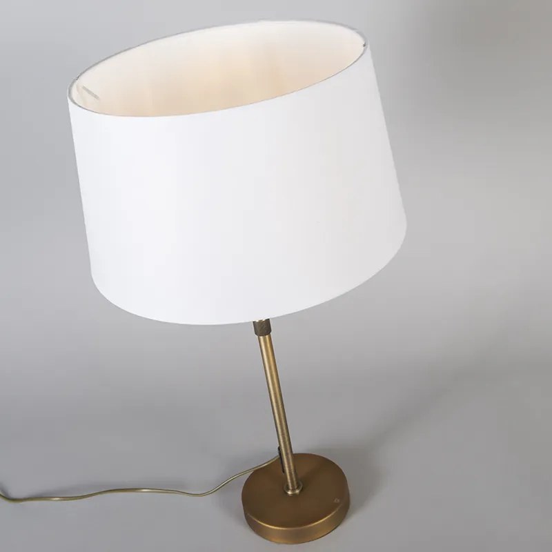 Lampa stołowa brązowa z abażurem białym 35 cm regulowana - Parte Nowoczesny Oswietlenie wewnetrzne