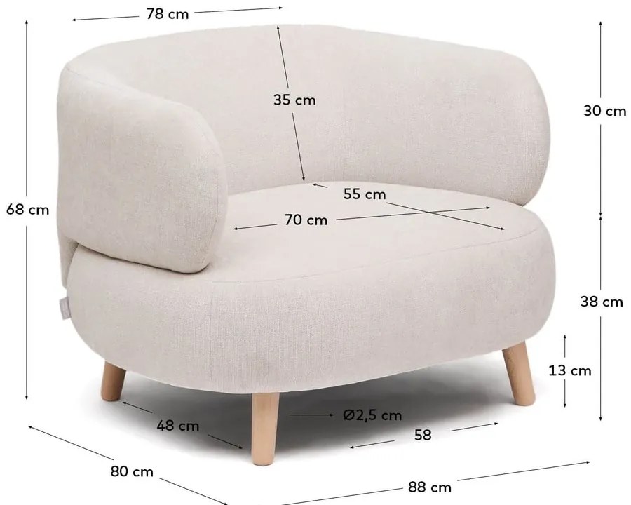 Beżowy fotel z tkaniny szenilowej Luisa – Kave Home