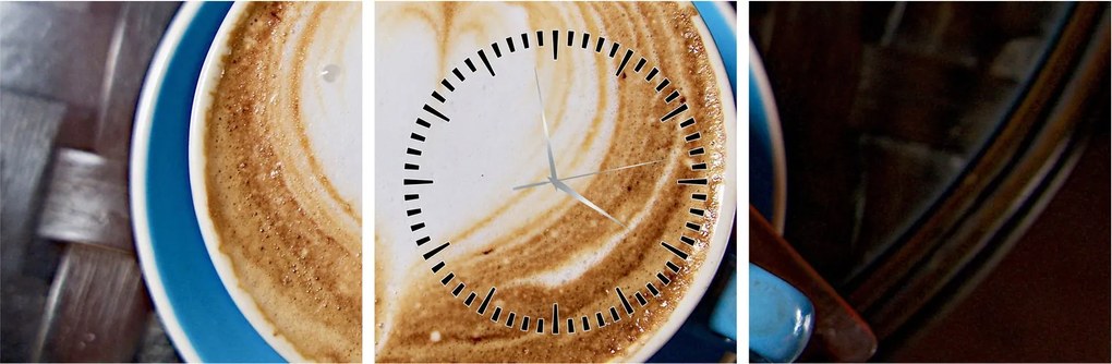 Obraz - Latte Art (z zegarem) (90x30 cm)
