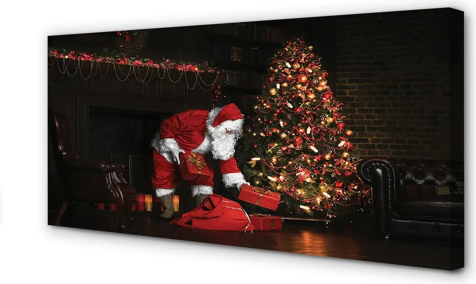 Obraz na płótnie Choinki, Prezenty, Dekoracje i Mikołaj