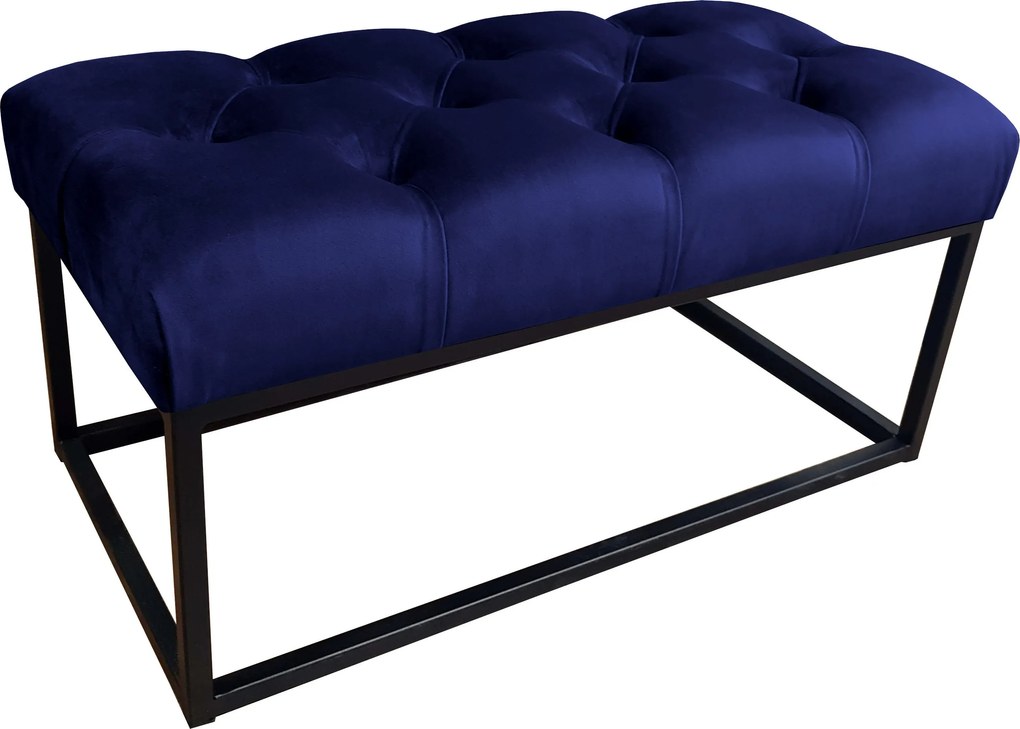 Ławka CHESTERFIELD tkanina Welur loft ławka metal : Kolor Stelaża - Czarny , Kolor tkaniny - VELVET - MG16, Typ tkaniny - Velvet