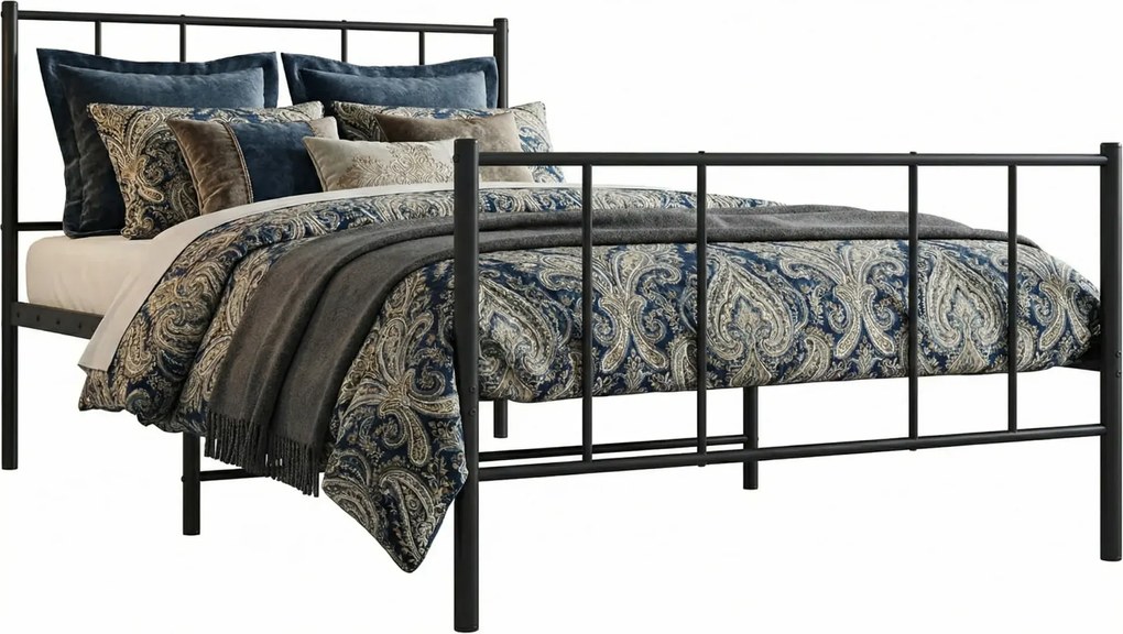 Czarne metalowe łóżko pojedyncze 80x200 cm M7-N74