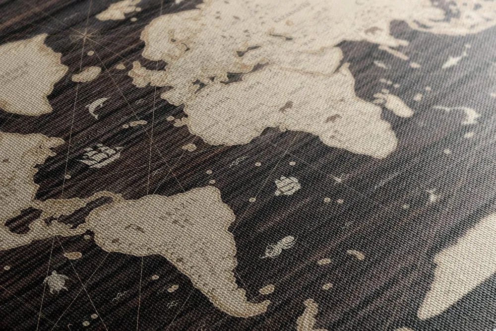 Obraz na korku mapa na drewnianym tle