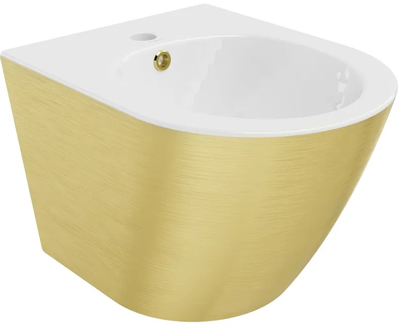 Mexen Lena bidet wiszący, biały/złoty wzór linie - 35224807
