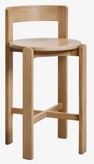Zestaw 2 Wysokich Stołków Z Drewna Dębowego Noreli ↑65 Cm & Roble - Sklum