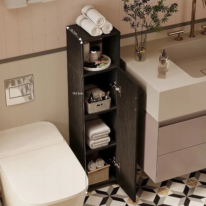 Szafka łazienkowa słupek wąski czarny drzwi wysoki półki nowoczesna 101 cm