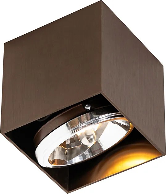 Designerski reflektor sufitowy ciemnobrązowy kwadratowy obrotowy i pochylny - Box