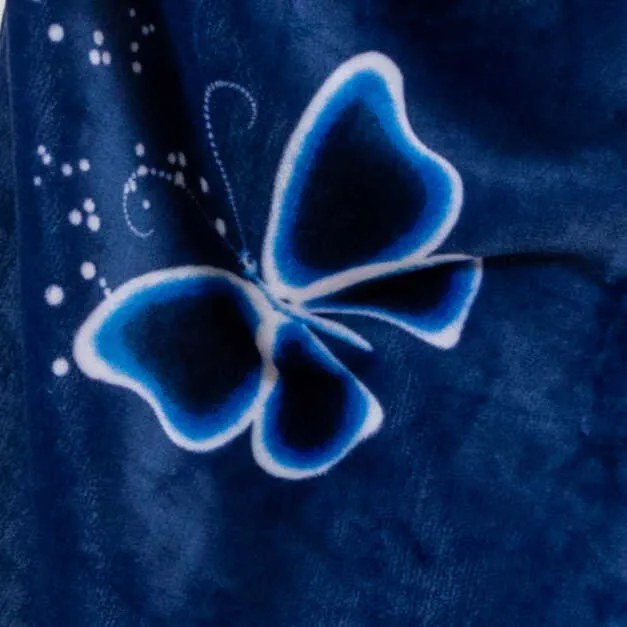 Koc bluza z baranka z rękawami i kapturem VIOLET BUTTERFLY, ciemnoniebieski