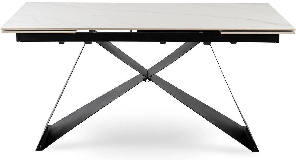 Stół Rozkładany Prostokątny VICTOR 160-240 cm Ceramiczny Biały Marmur/Czarny do Jadalni Nowoczesny Loft