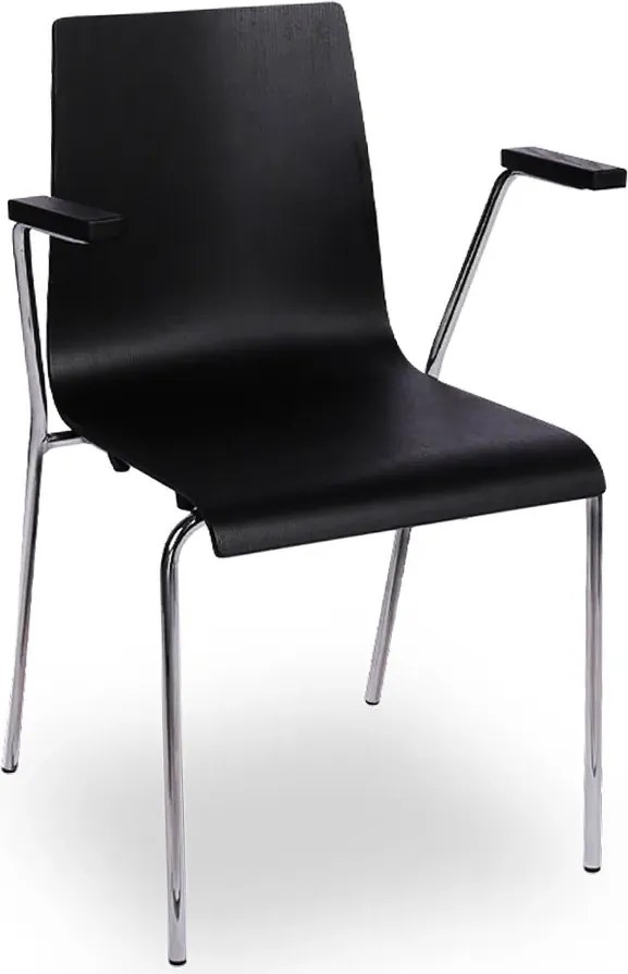 Krzesło konferencyjne z podłokietnikami czarny + chrom T7-H88