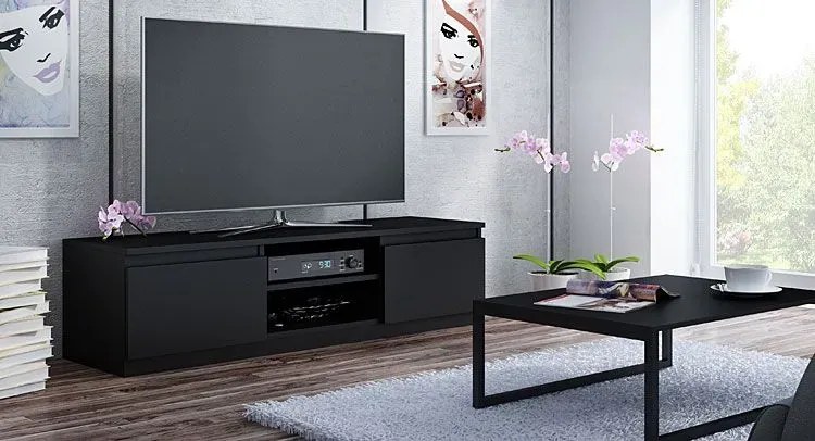 Czarna nowoczesna szafka pod tv - Amida 3X 140 cm