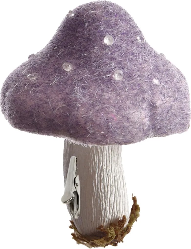 Jesienna dekoracja z klipsem GRZYB 13,5 cm, fioletowa