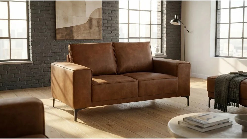 Koniakowa sofa z imitacji skóry 164 cm Copenhagen – Scandic