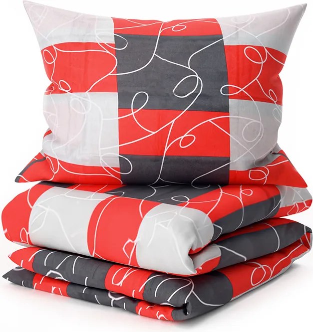 PrzytulneMieszkanie.pl PrzytulneMieszkanie.pl Bawełniana pościel SQUARES BLEND czerwona Rozmiar pościeli: 70 x 90 cm | 140 x 200 cm